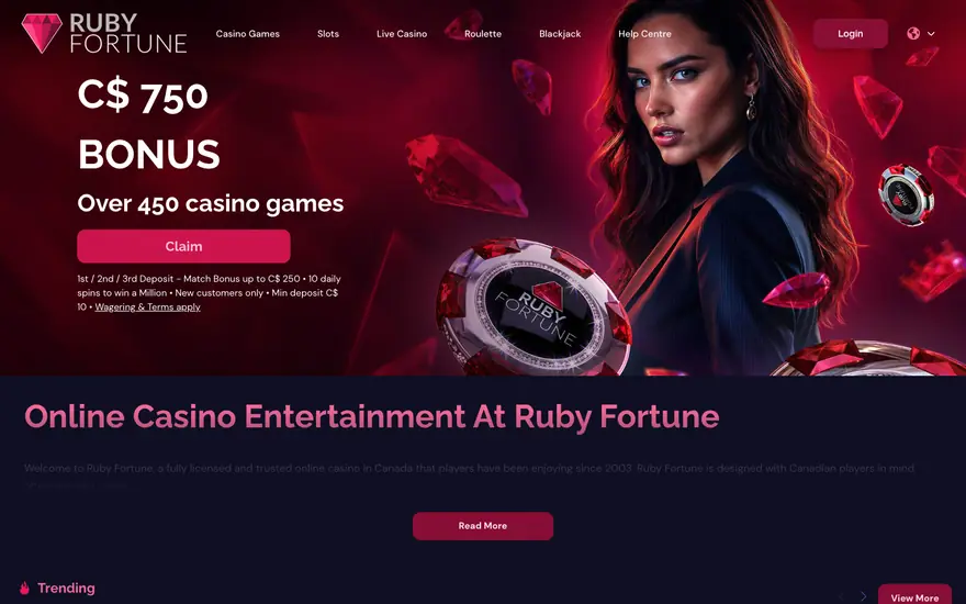 Ruby Fortune casino lobby